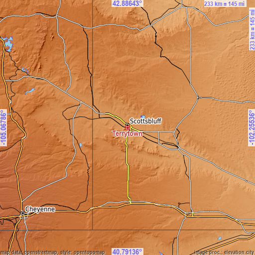 Topographic map of Terrytown