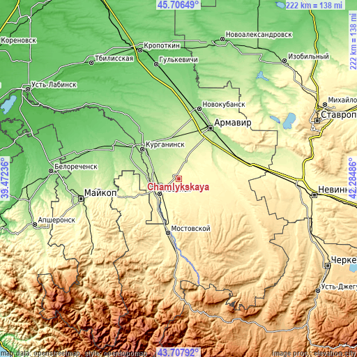 Topographic map of Chamlykskaya