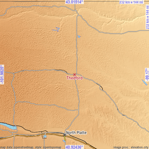 Topographic map of Thedford