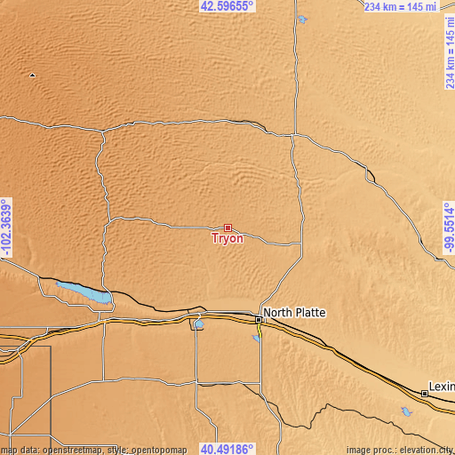 Topographic map of Tryon