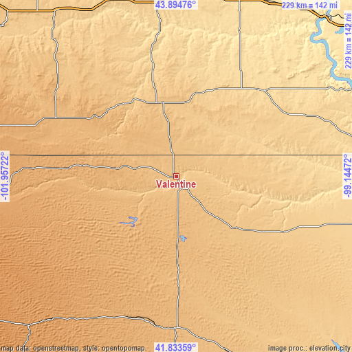 Topographic map of Valentine