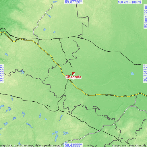 Topographic map of Chagoda