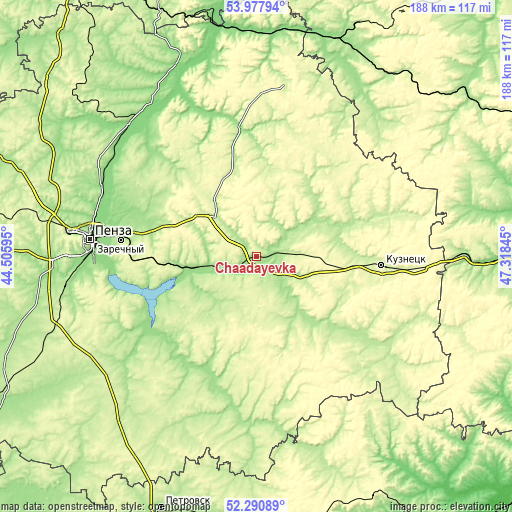 Topographic map of Chaadayevka