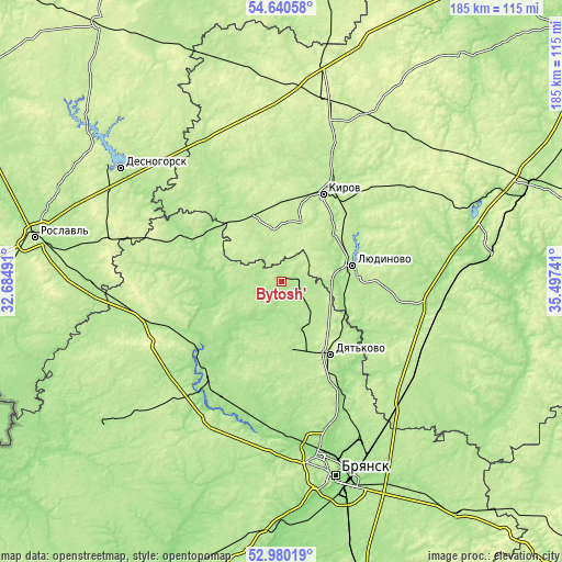 Topographic map of Bytosh’