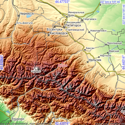 Topographic map of Bylym