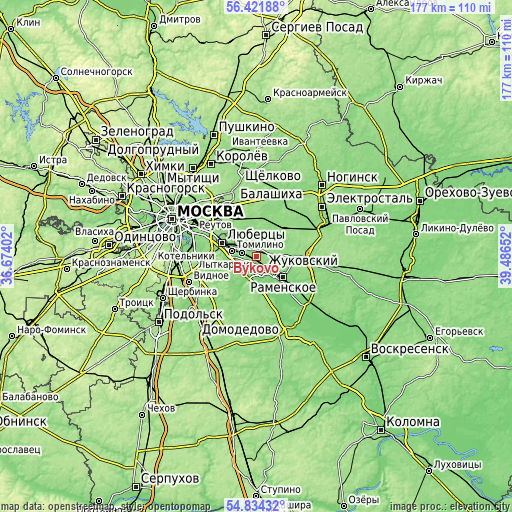 Topographic map of Bykovo