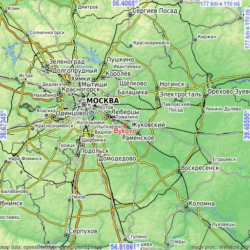 Topographic map of Bykovo