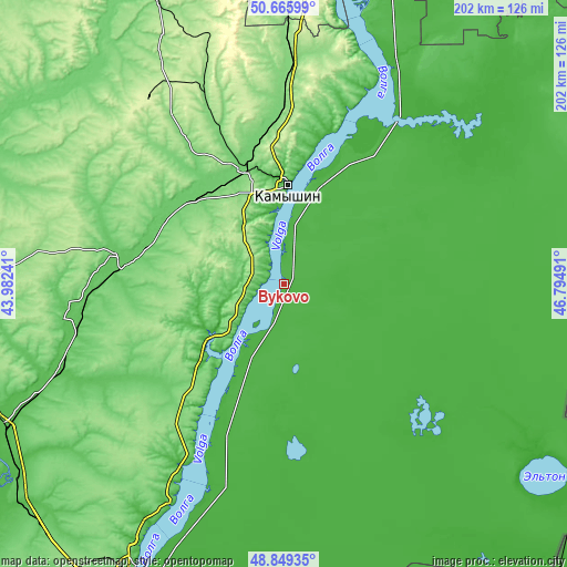 Topographic map of Bykovo