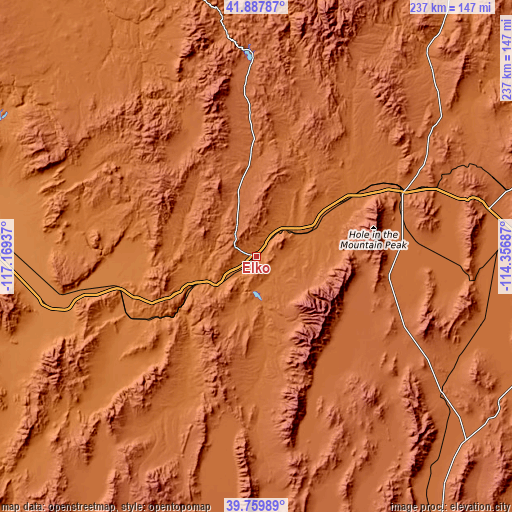 Topographic map of Elko