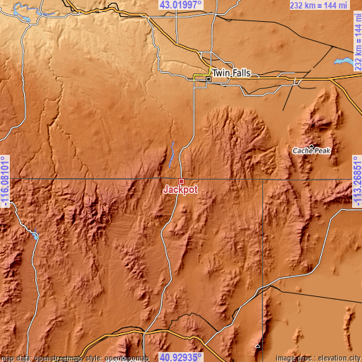 Topographic map of Jackpot