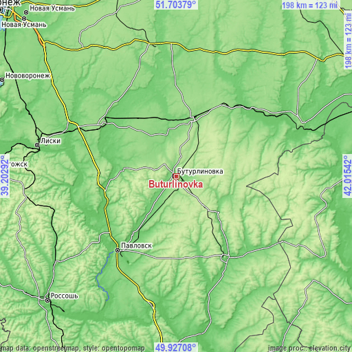 Topographic map of Buturlinovka