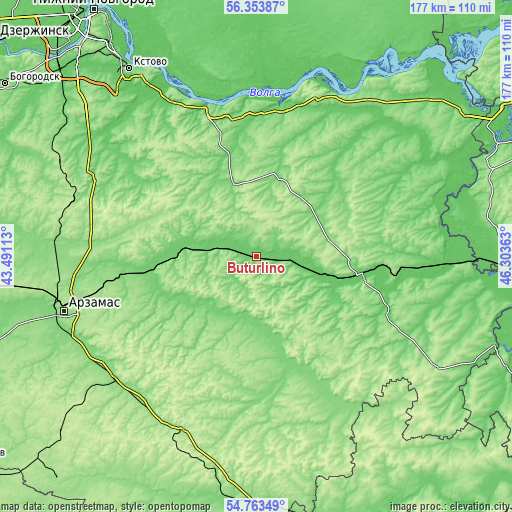 Topographic map of Buturlino