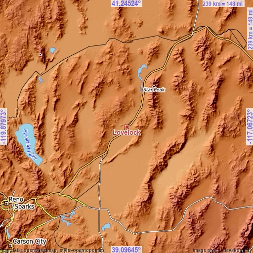 Topographic map of Lovelock