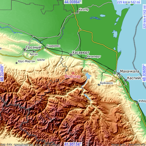 Topographic map of Burtunay