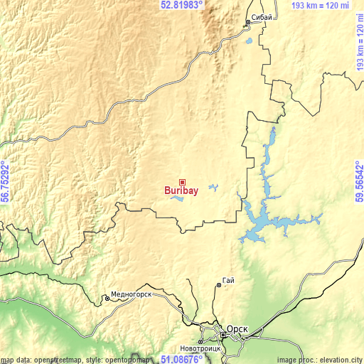 Topographic map of Buribay