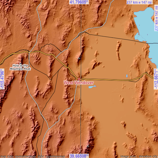 Topographic map of West Wendover