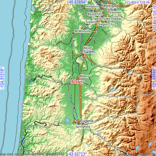 Topographic map of Albany