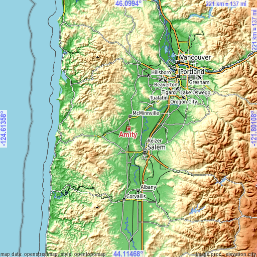 Topographic map of Amity