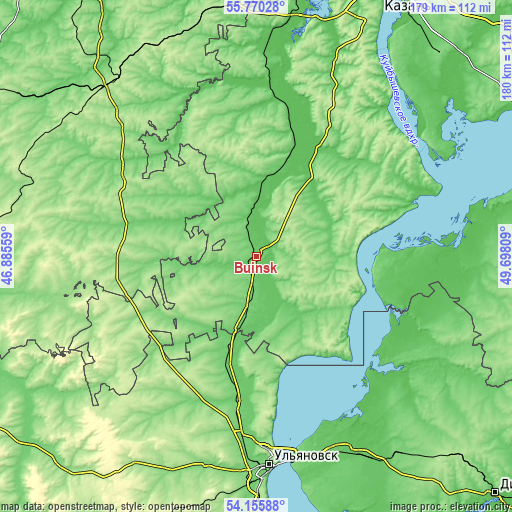 Topographic map of Buinsk