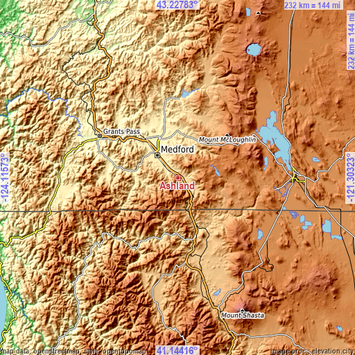 Topographic map of Ashland