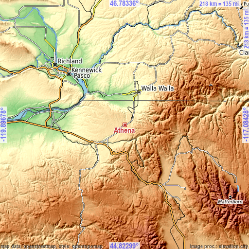 Topographic map of Athena