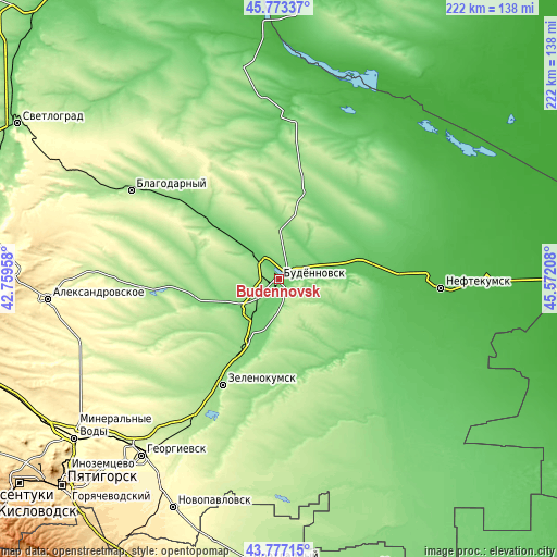 Topographic map of Budënnovsk