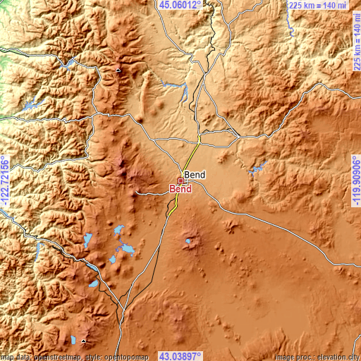 Topographic map of Bend