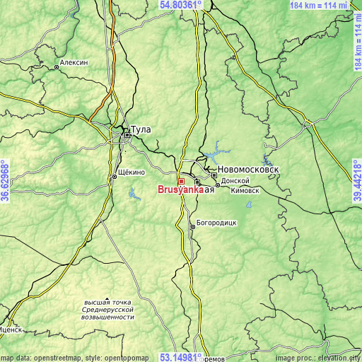 Topographic map of Brusyanka