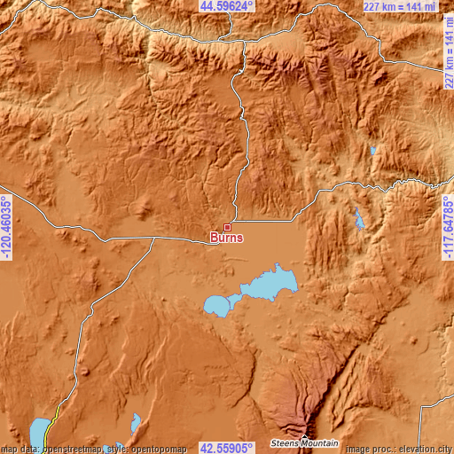 Topographic map of Burns