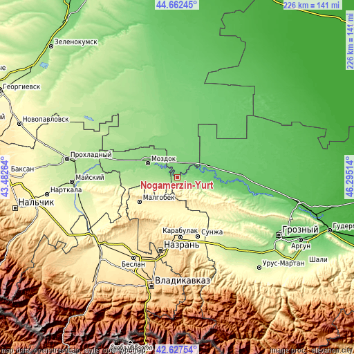 Topographic map of Nogamerzin-Yurt