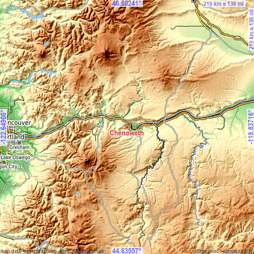 Topographic map of Chenoweth