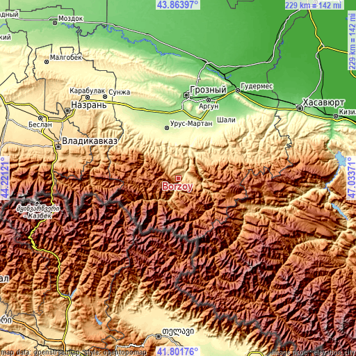 Topographic map of Borzoy