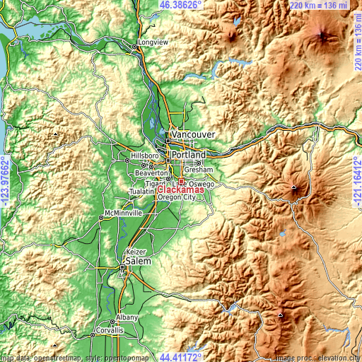 Topographic map of Clackamas