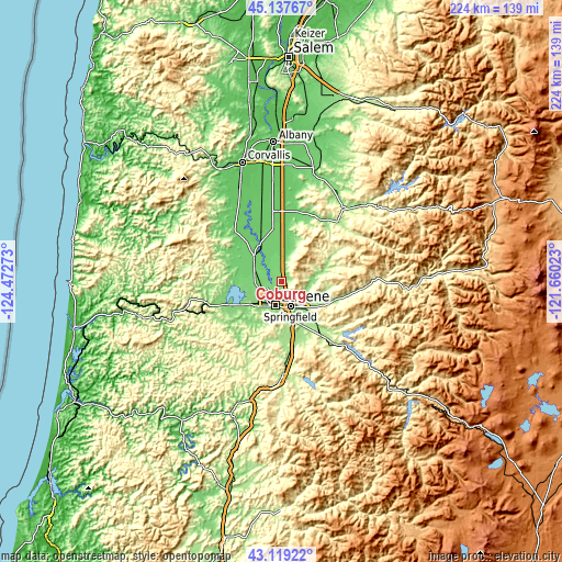 Topographic map of Coburg