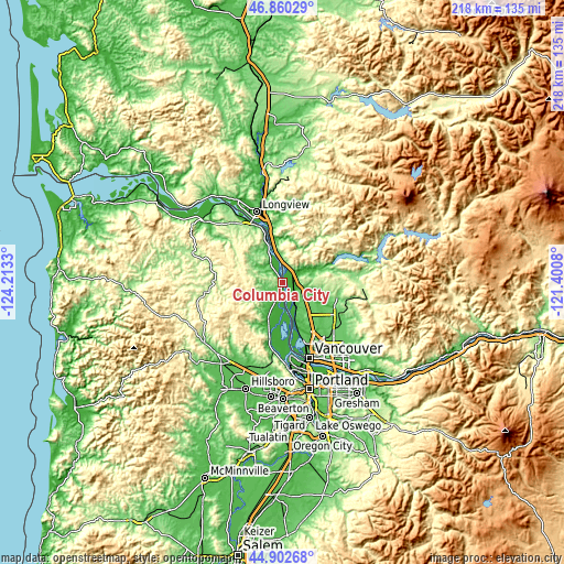 Topographic map of Columbia City