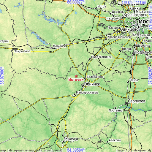 Topographic map of Borovsk