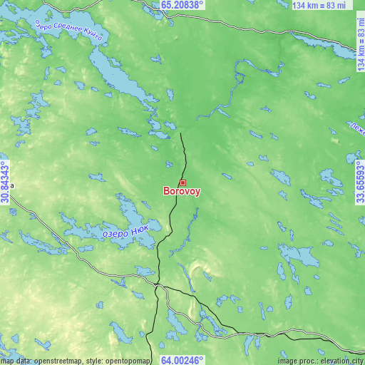 Topographic map of Borovoy