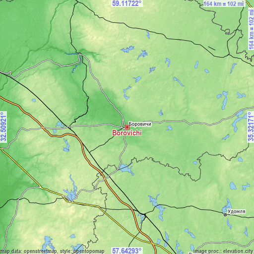 Topographic map of Borovichi