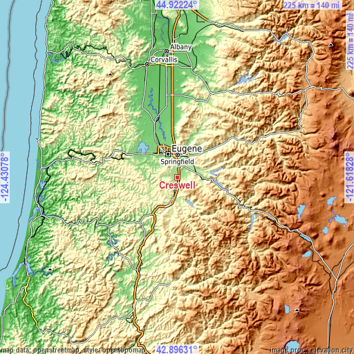 Topographic map of Creswell