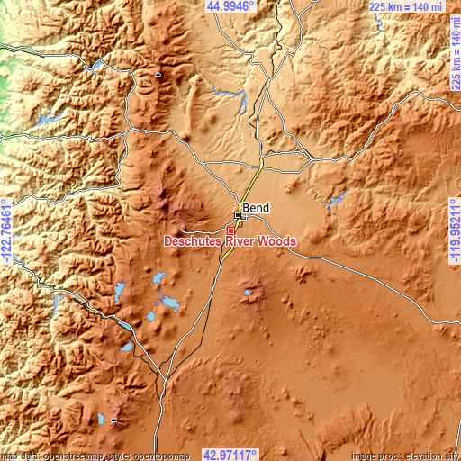 Topographic map of Deschutes River Woods