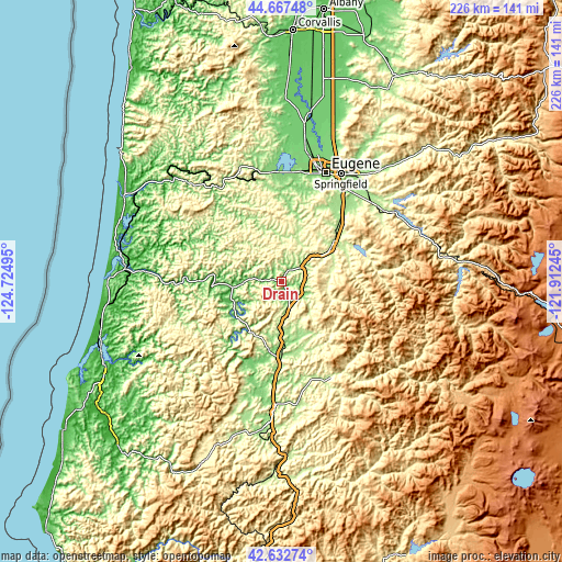 Topographic map of Drain