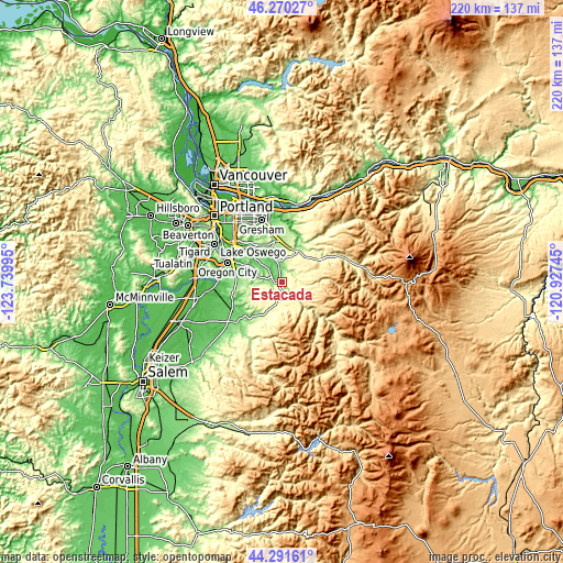 Topographic map of Estacada