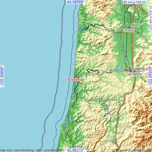 Topographic map of Florence