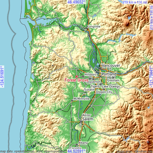 Topographic map of Forest Grove