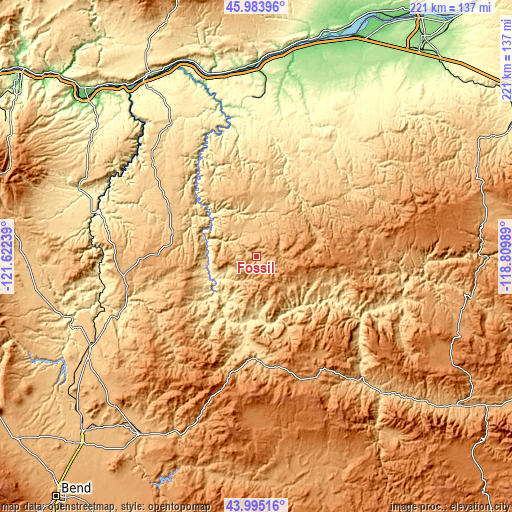 Topographic map of Fossil