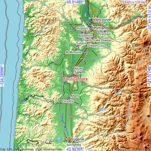 Topographic map of Four Corners