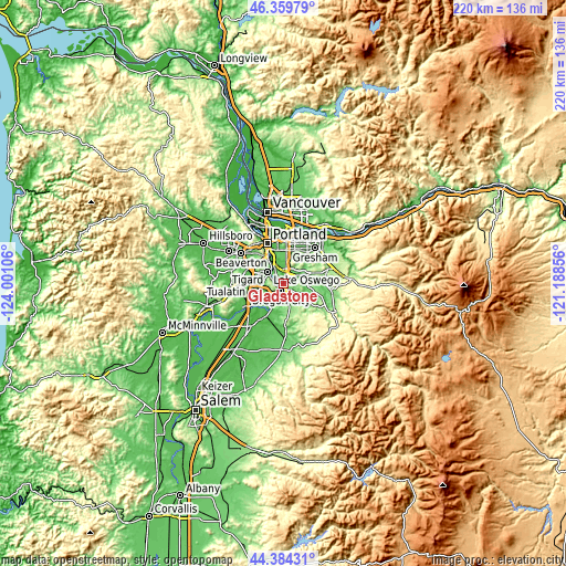 Topographic map of Gladstone