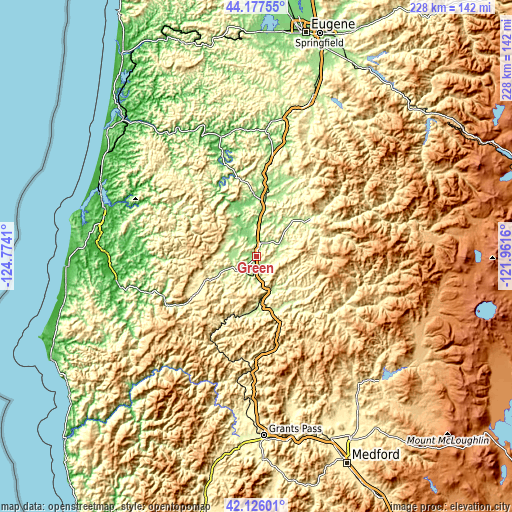 Topographic map of Green