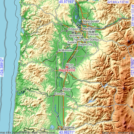 Topographic map of Hayesville