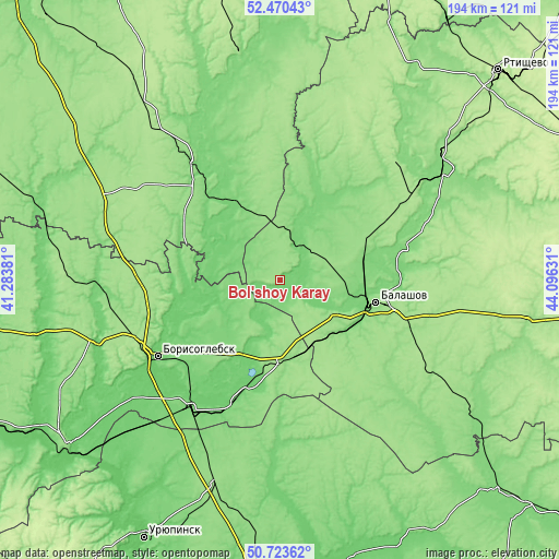 Topographic map of Bol’shoy Karay